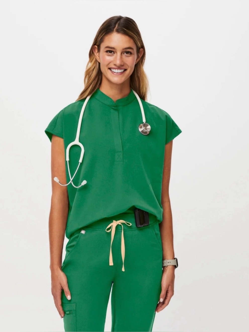Figs Rafaela Scrub Top Indocyanine Green